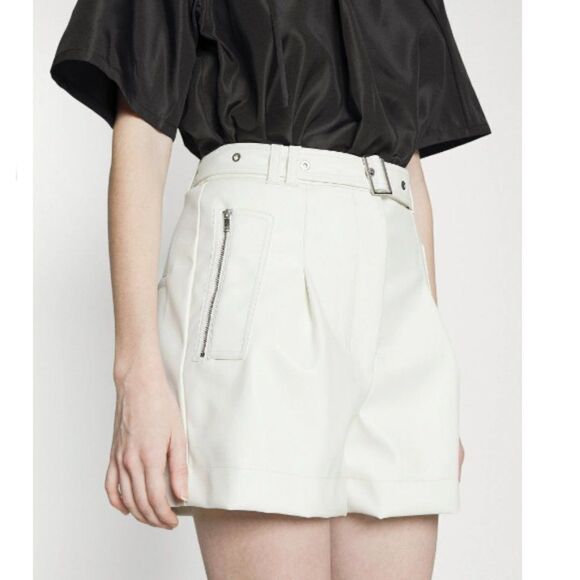 3.1 Phillip Lim Vegan Leather Belted Waist Utility Shorts Size 2 - Picture 4 of 16